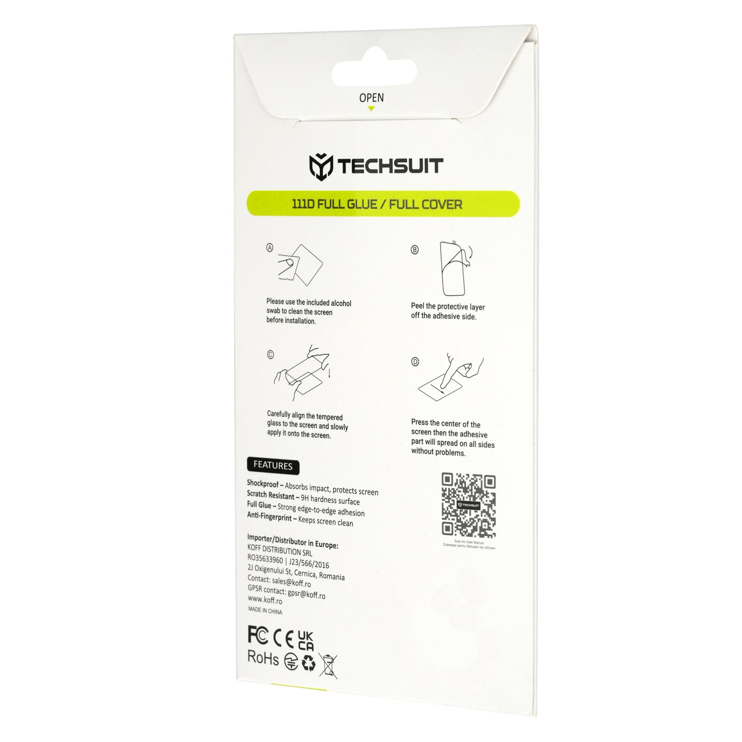 Протектор за екран Techsuit за Motorola Moto G47 / G37 Power / G37, закалено стъкло, Full Glue, 111D, черен