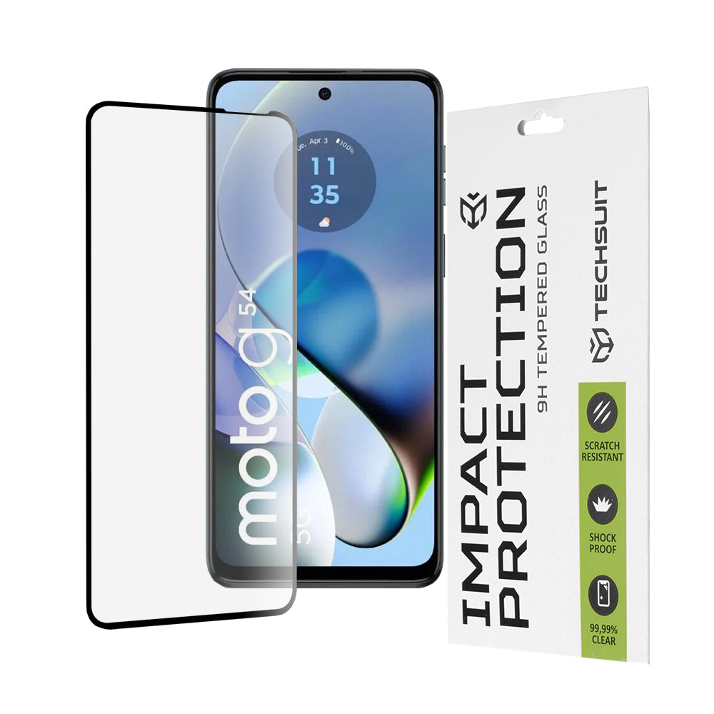 Протектор за екран Techsuit за Motorola Moto G64 / G54 Power Edition / G14 / G54, закалено стъкло, пълно залепване, 111D, черен