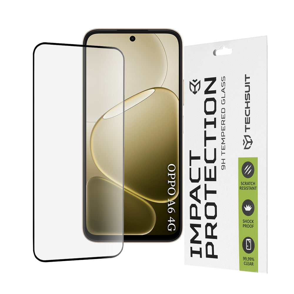 Защитно фолио Techsuit за Oppo A6 4G, закалено стъкло, Full Glue, 111D, черно
