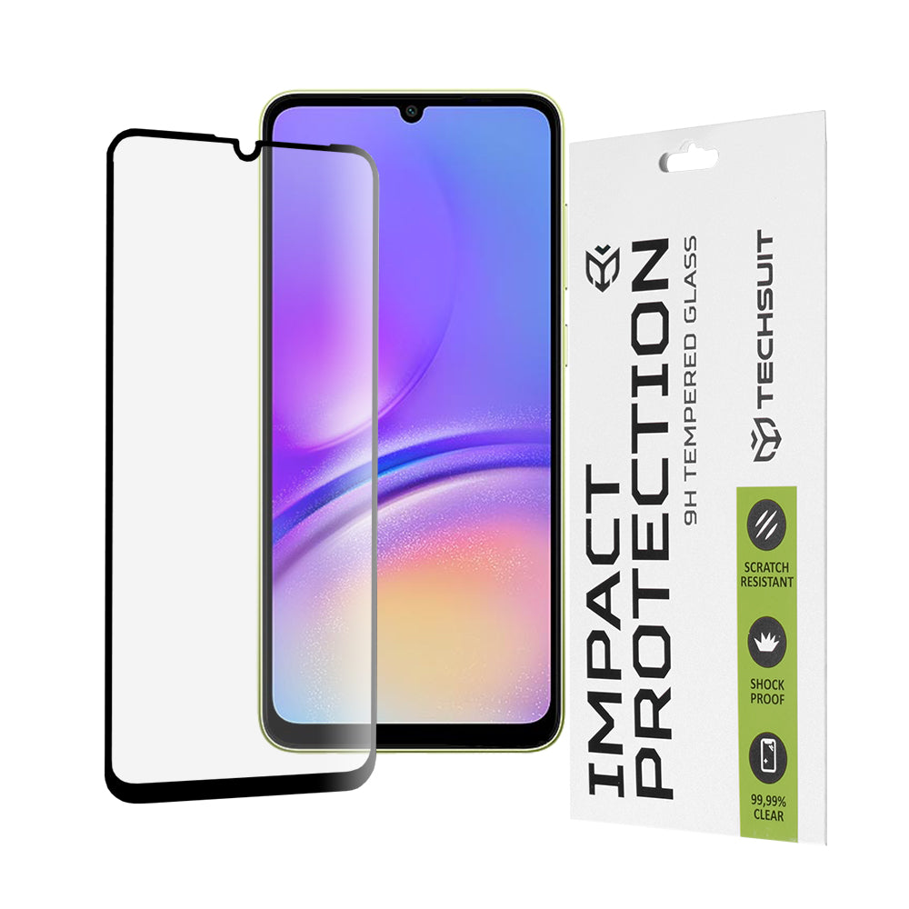 Протектор за екран Techsuit за Samsung Galaxy A05s A057 / A05 A055, закалено стъкло, пълно залепване, 111D, черен