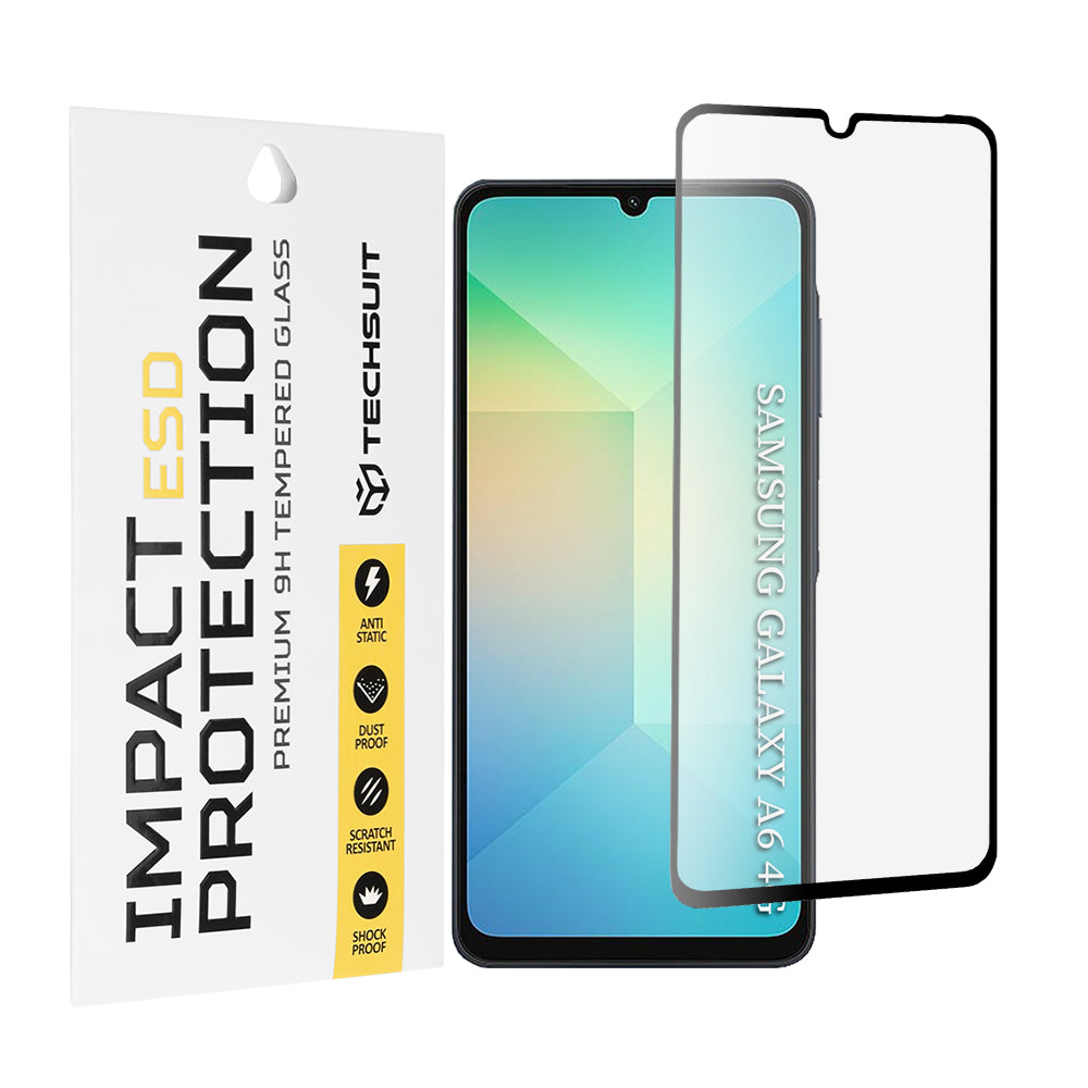 Протектор за екран Techsuit за Samsung Galaxy A06 A065, закалено стъкло, пълно залепване, черен