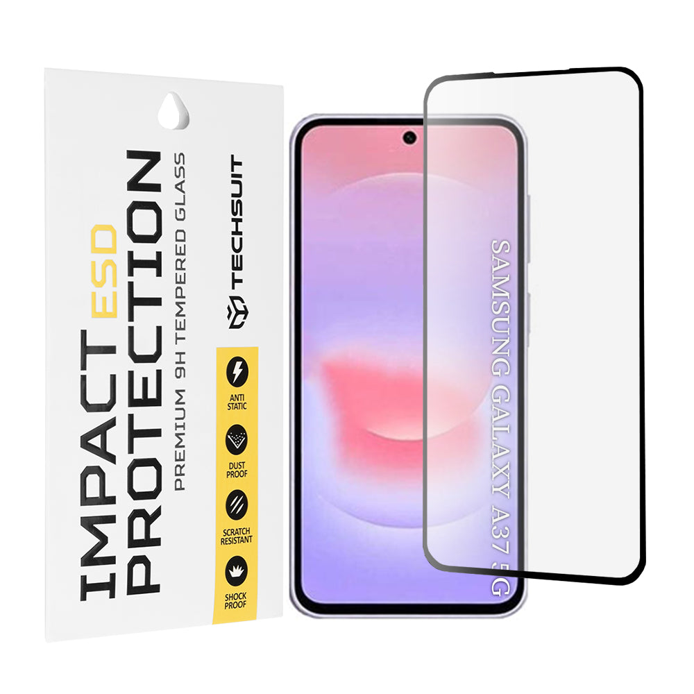 Фолио за защита на екрана Techsuit за Samsung Galaxy A37 5G, закалено стъкло, Full Glue, черно