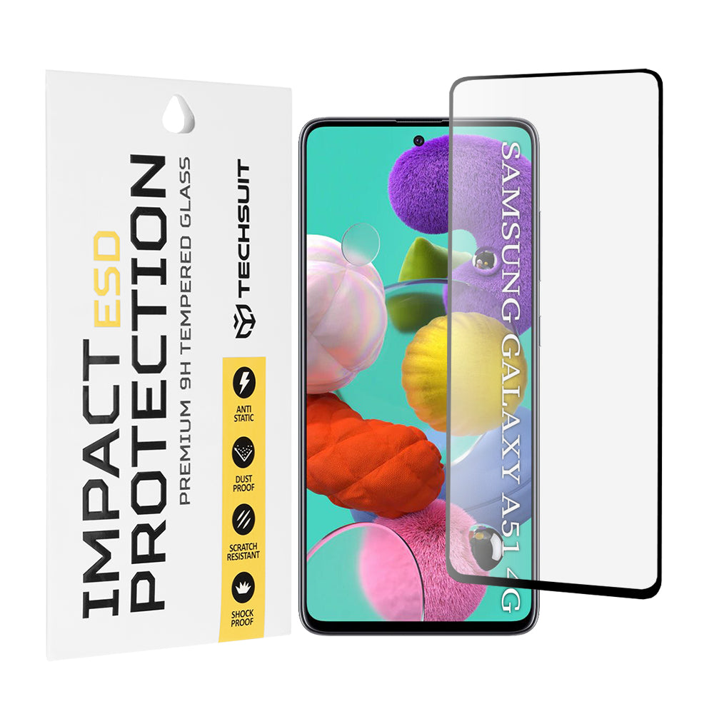 Протектор за екран Techsuit за Samsung Galaxy A51 5G A516 / A51 A515, закалено стъкло, пълно залепване, черен