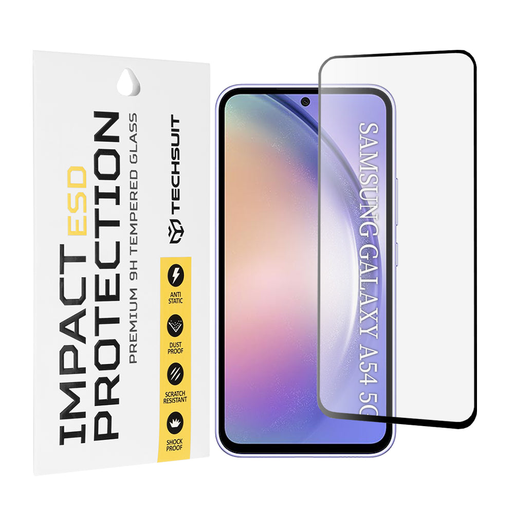 Протектор за екран Techsuit за Samsung Galaxy A54 A546, закалено стъкло, пълно залепване, черен