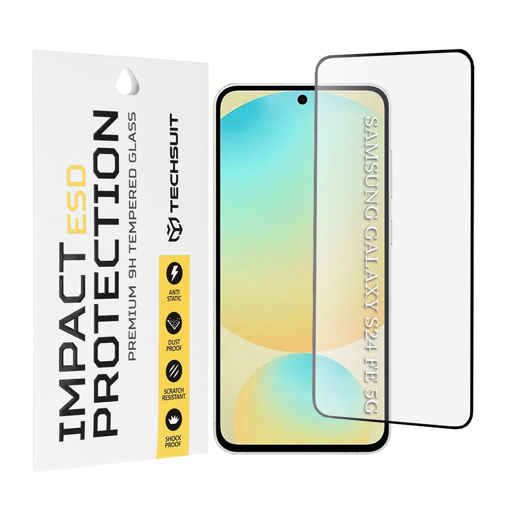 Протектор за екран Techsuit за Samsung Galaxy S24 FE S721, закалено стъкло, пълно залепване, черен