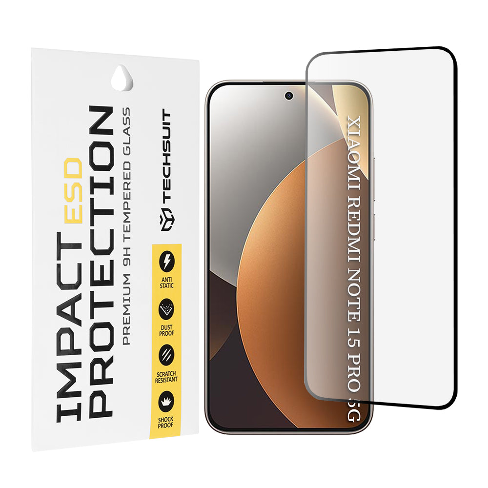 Протектор за екран Techsuit за Xiaomi Redmi Note 15 Pro 5G, закалено стъкло, пълно залепване, черен