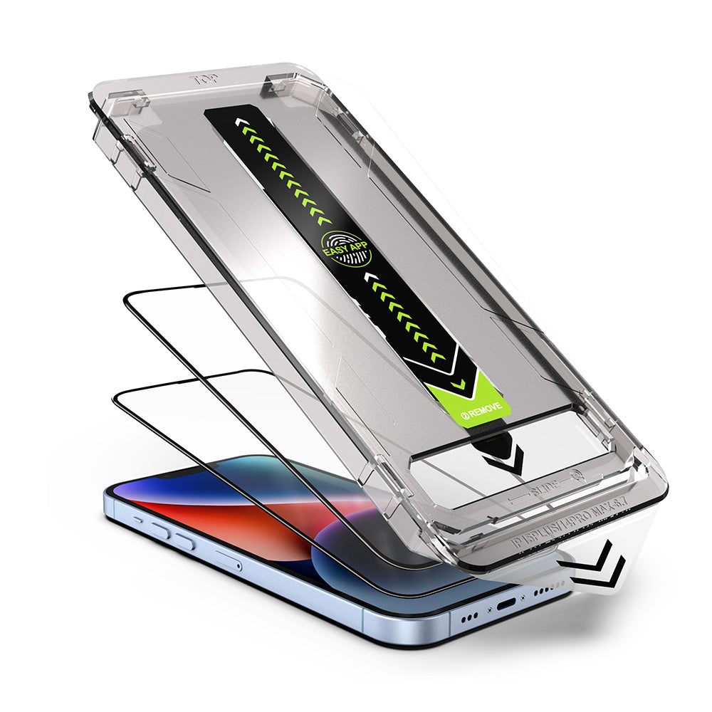 Защитно фолио за екран Techsuit TitanGlass за Apple iPhone 17 / 16 Pro, закалено стъкло, Full Glue, комплект от 2 броя, черно.