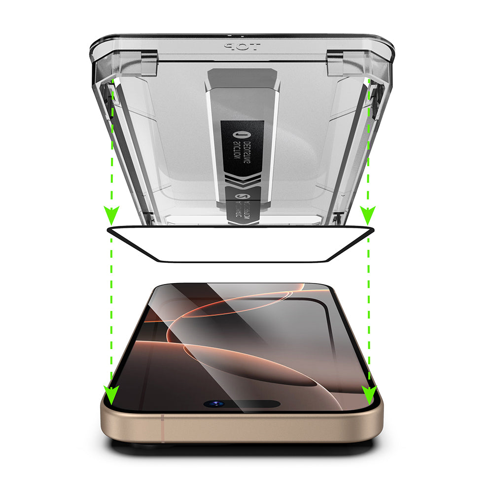 Защитно фолио за екран Techsuit TitanGlass за Apple iPhone 17 / 16 Pro, закалено стъкло, Full Glue, комплект от 2 броя, черно.