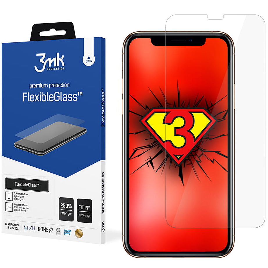 Протектор за екран 3MK FlexibleGlass за Apple iPhone 11 / XR, гъвкаво стъкло, пълно залепване