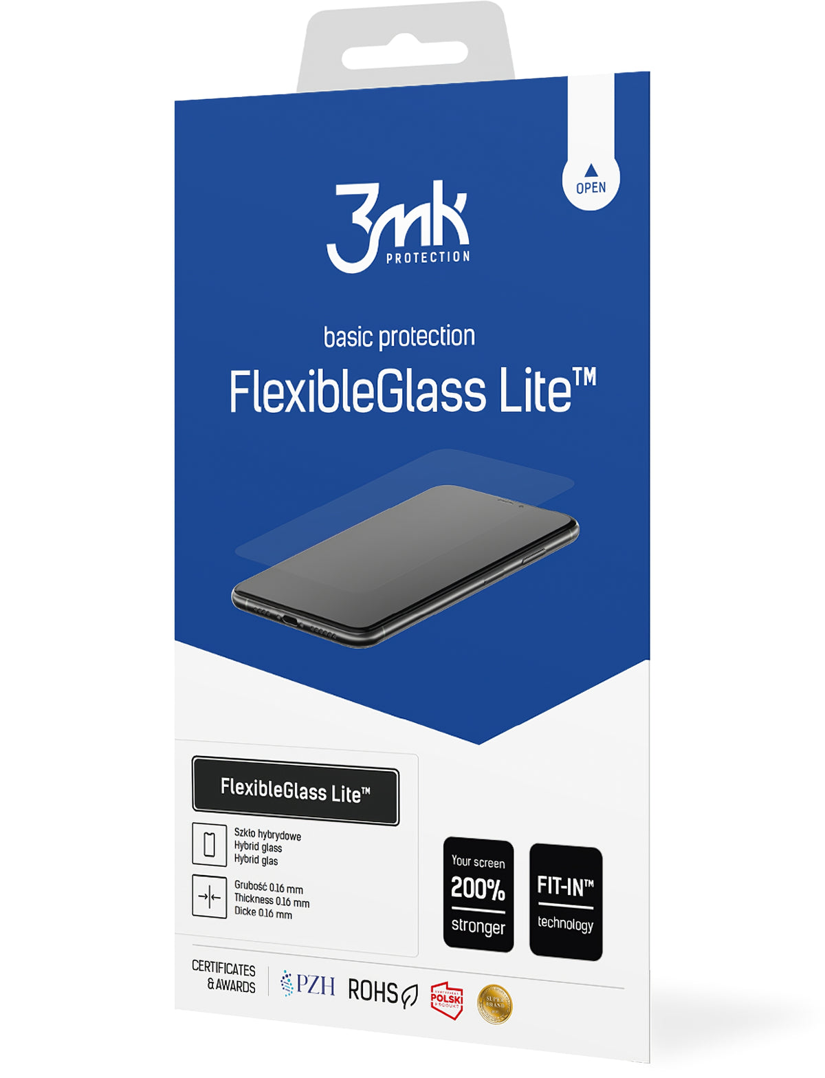 Защитно фолио за екран 3MK FlexibleGlass Lite за Apple iPhone 17e / 16e / 14 / 13 Pro, Гъвкаво стъкло, Пълно залепване