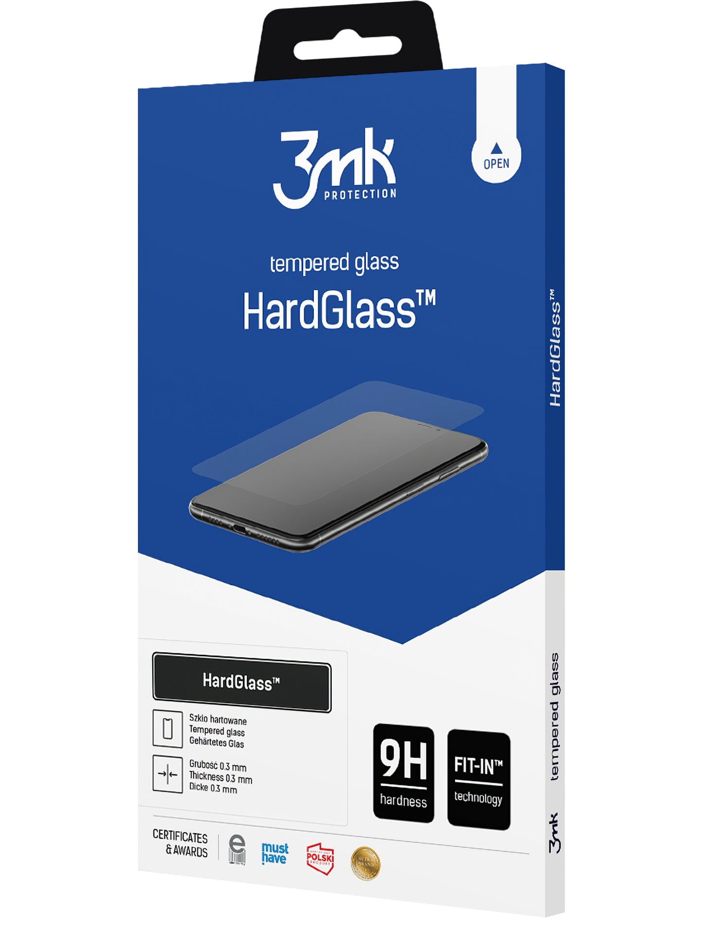 Фолио за защита на екрана 3MK HardGlass за Apple iPhone 17e / 16e / 14 / 13 Pro, Закалено стъкло, Пълно лепило