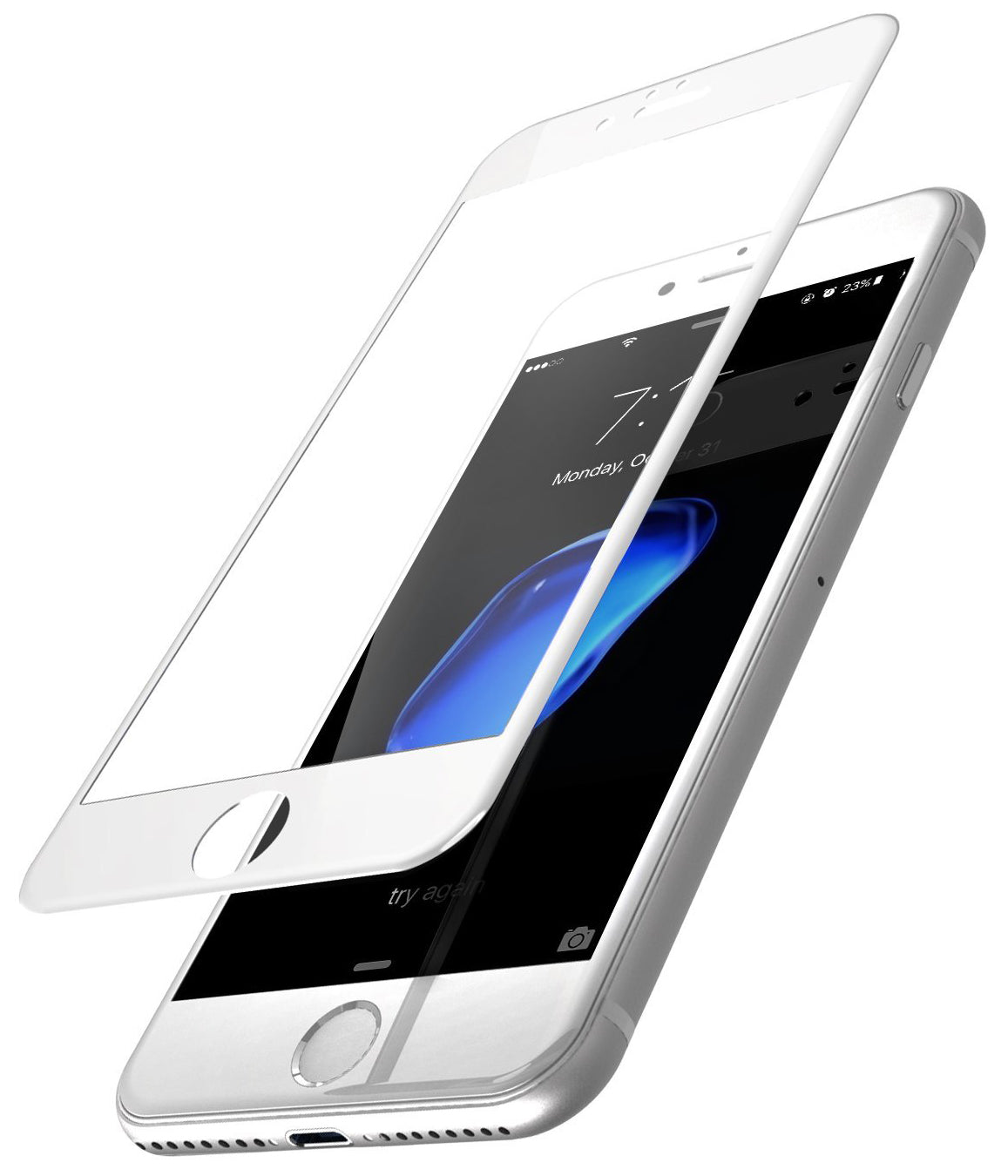 Защитно фолио за екран OEM за Apple iPhone SE (2022) / SE (2020) / 8, закалено стъкло, пълно лепило, 5D, бяло