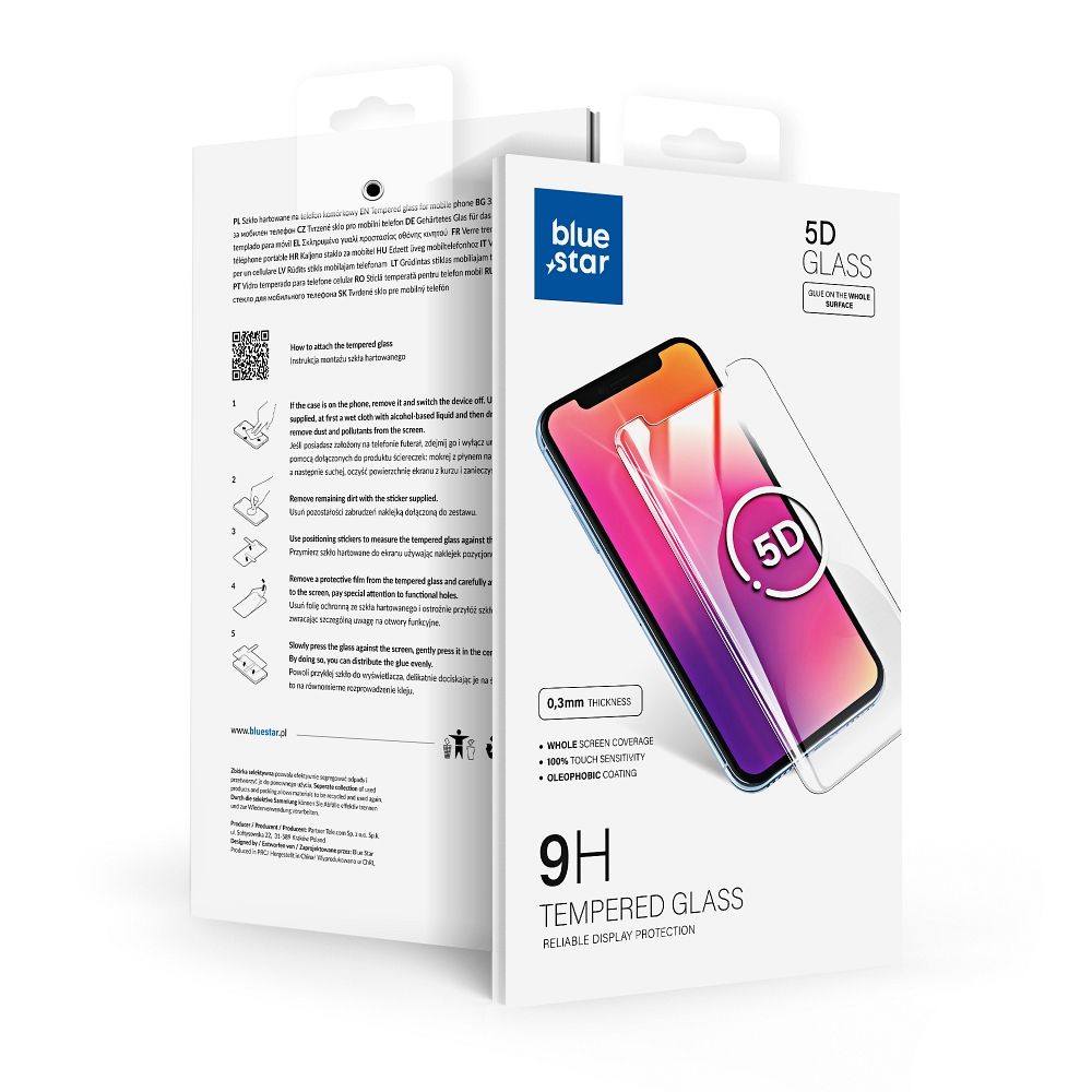 Защитно фолио Blue Star за екран на Samsung Galaxy S21 Ultra 5G G998, закалено стъкло, пълно лепило, 5D, черно.