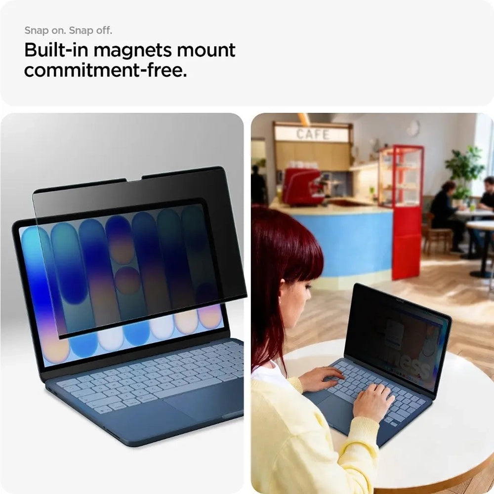 Протектор за екран Privacy Spigen Safe View Magnetic за Apple MacBook Neo 13 инча, пластмаса AFL11670
