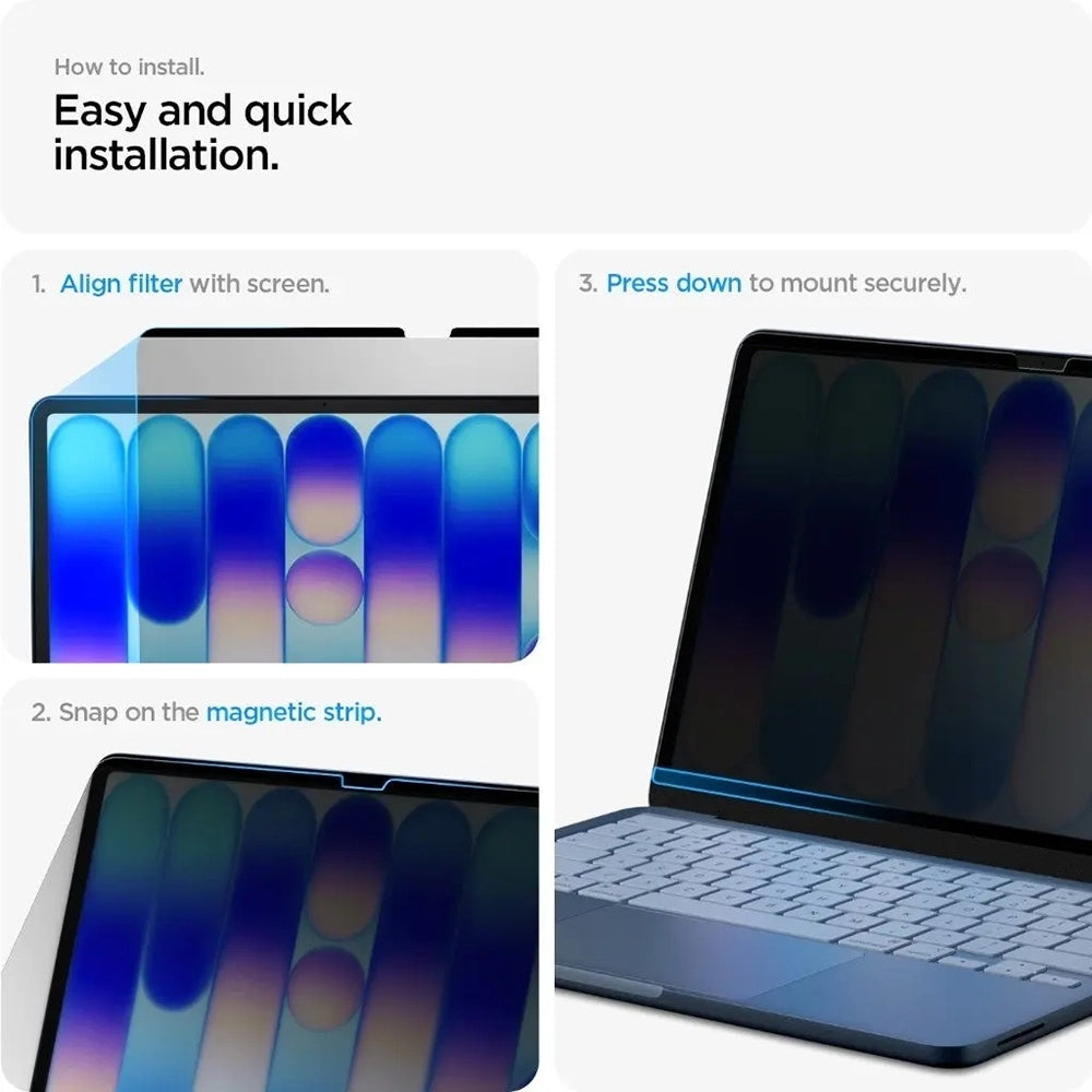 Протектор за екран Privacy Spigen Safe View Magnetic за Apple MacBook Neo 13 инча, пластмаса AFL11670