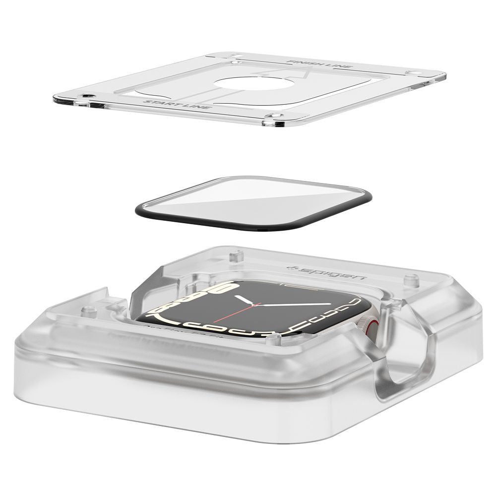 Фолио за защита Spigen ProFlex EZ FIT за Apple Watch 9 / 8 / 7 45mm Series, Комплект 2 броя, Гъвкаво стъкло, Черно AFL04051