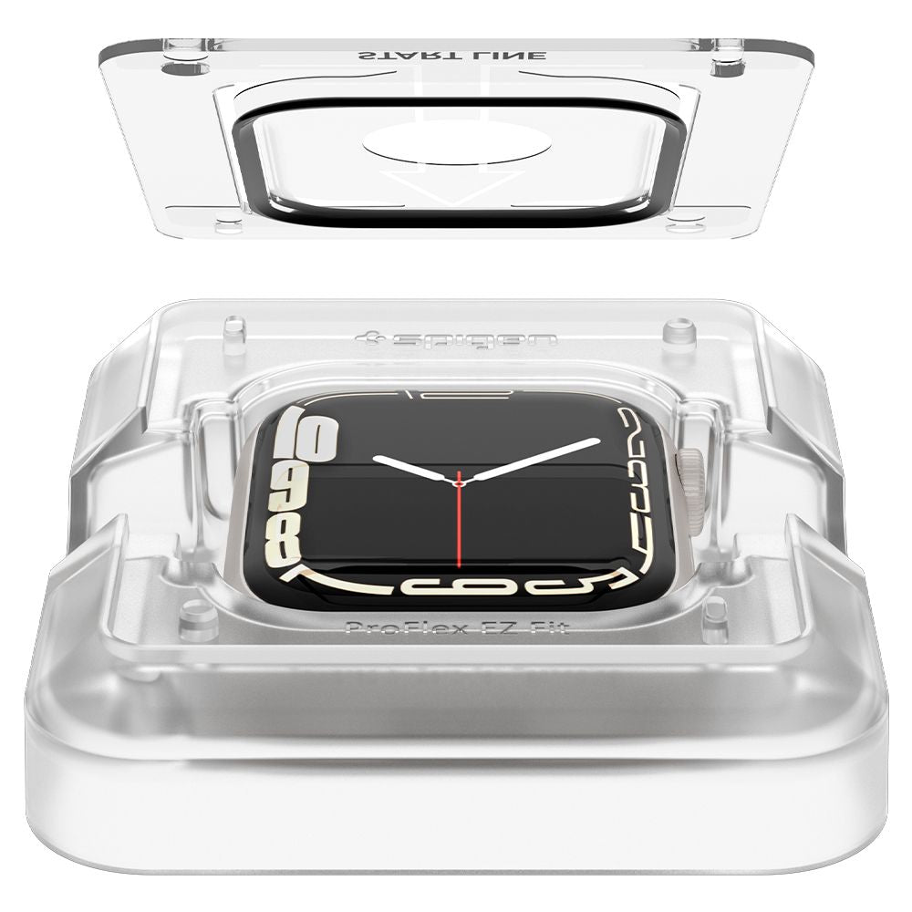 Фолио за защита Spigen ProFlex EZ FIT за Apple Watch 9 / 8 / 7 45mm Series, Комплект 2 броя, Гъвкаво стъкло, Черно AFL04051