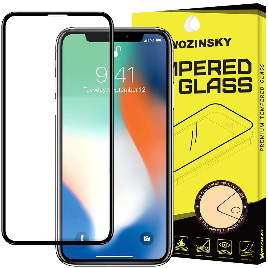 Протектор за екран WZK за Apple iPhone 11 / XR, закалено стъкло, пълно залепване, черен