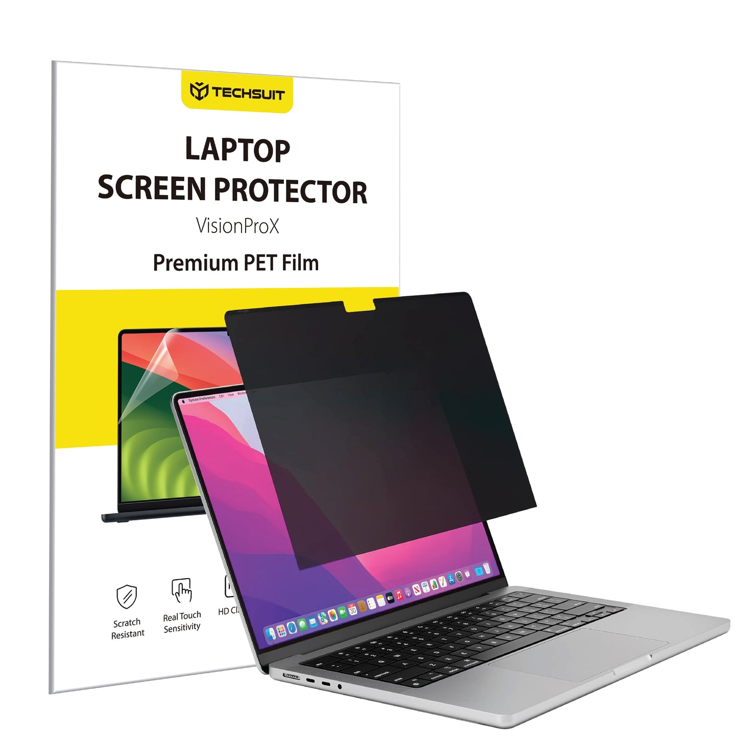 Фолио за защита на екрана Privacy Techsuit VisionProX за Apple MacBook Pro 13inch (2022) / (2020) / (2019) / (2018) / (2016), Пластмаса