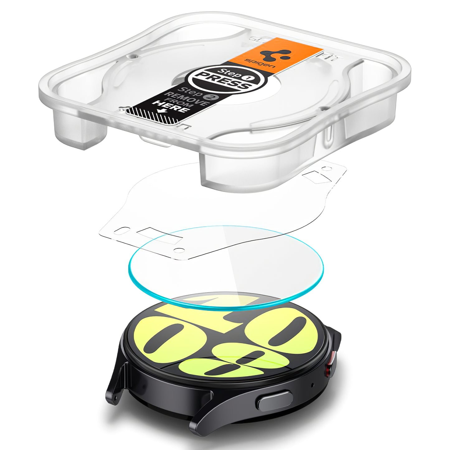Защитно фолио Spigen GlastR EZ FIT за Samsung Galaxy Watch7 / Watch6 / Watch5 / Watch4 44mm Series, Комплект 2 броя, Закалено стъкло AGL08493