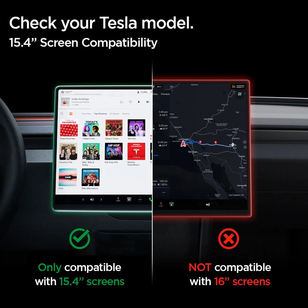 Протекторна фолио Spigen GlastR EZ FIT за навигация Tesla Y (2026 / 2025) / 3 (2026 / 2025 / 2024), закалено стъкло AGL10654