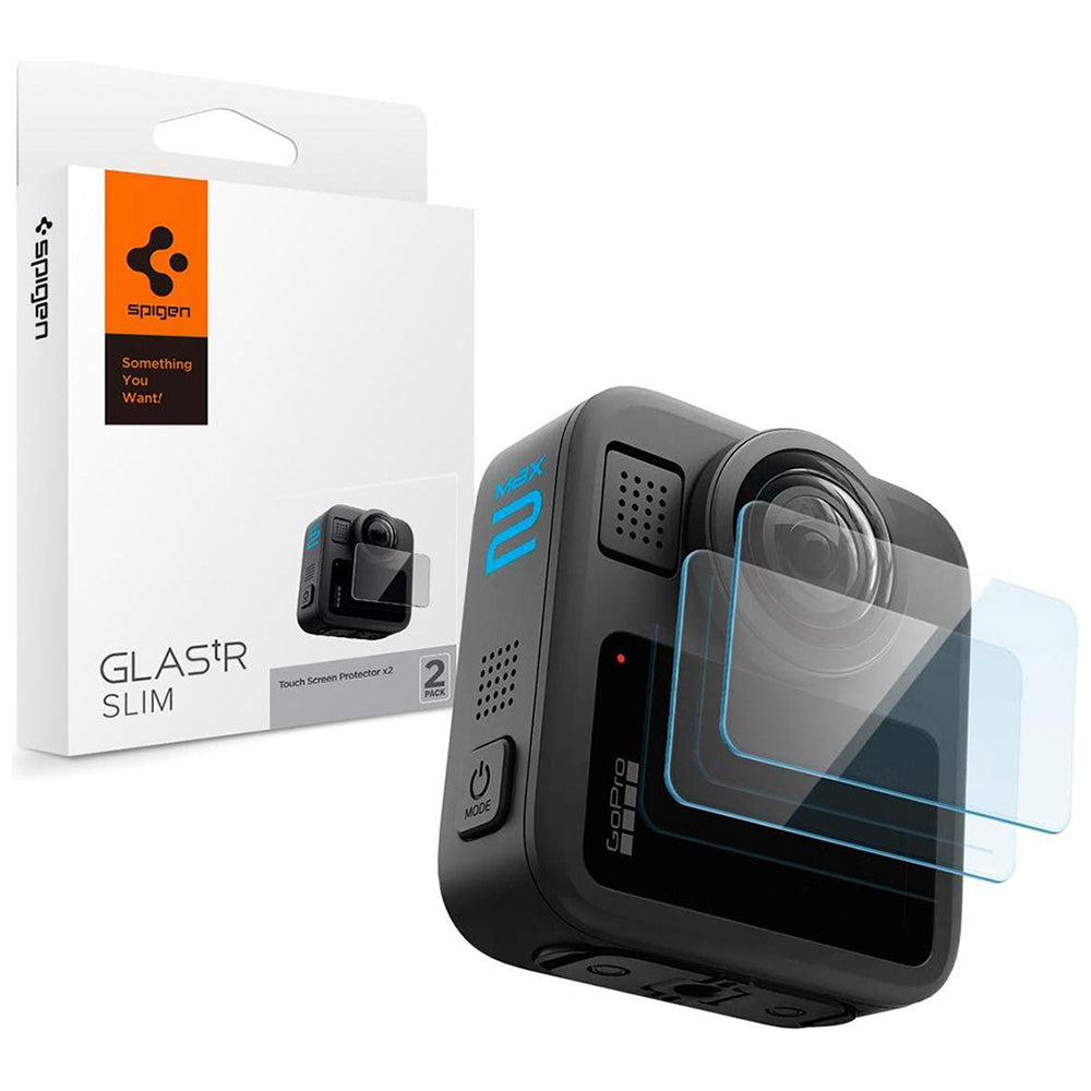 Фолио за защита на екрана Spigen GlastR Slim за GoPro Max 2, Комплект 2 броя, Закалено стъкло AGL11230