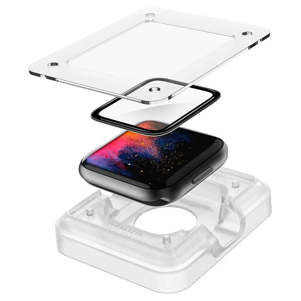 Фолио за защита Spigen ProFlex EZ FIT за Apple Watch 44mm Series, Комплект 2 броя, Гъвкаво стъкло, Черно
