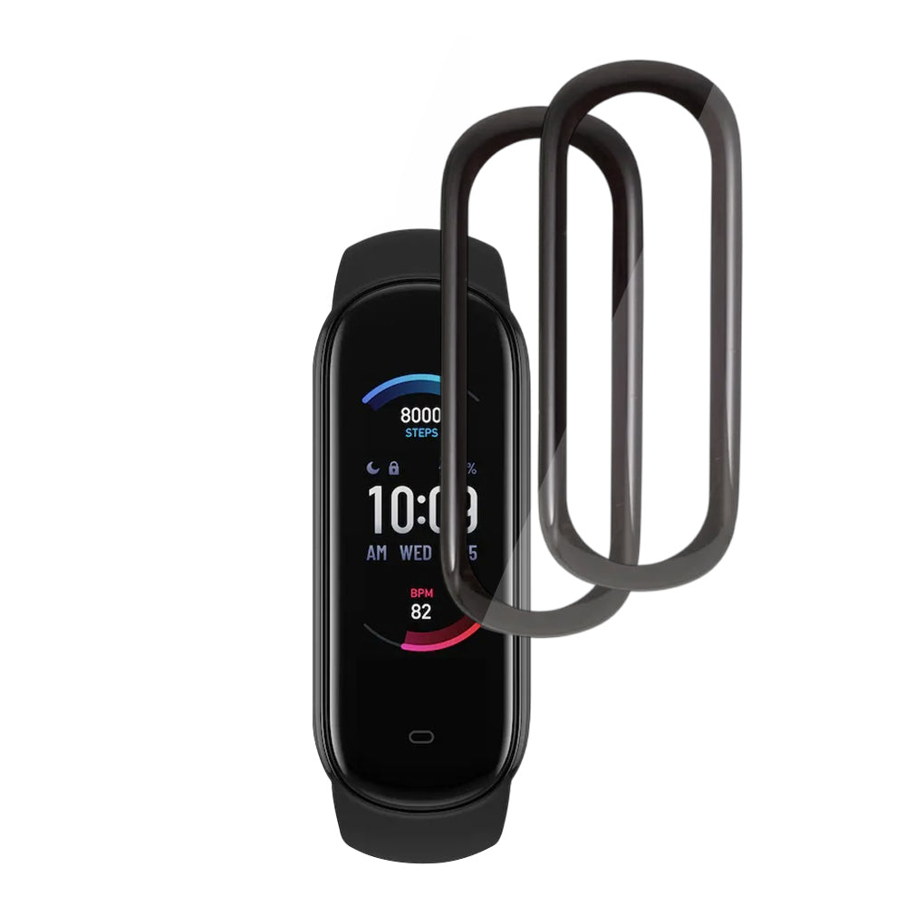 Фолио за защита Techsuit Nano Flex за Amazfit Band 5, Комплект 2 броя, Пластмаса, Черно