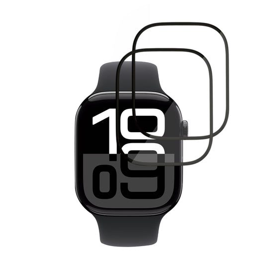 Фолио за защита Techsuit Nano Flex за Apple Watch Series 10 / 11 46mm, Комплект 2 броя, Пластмаса, Черно