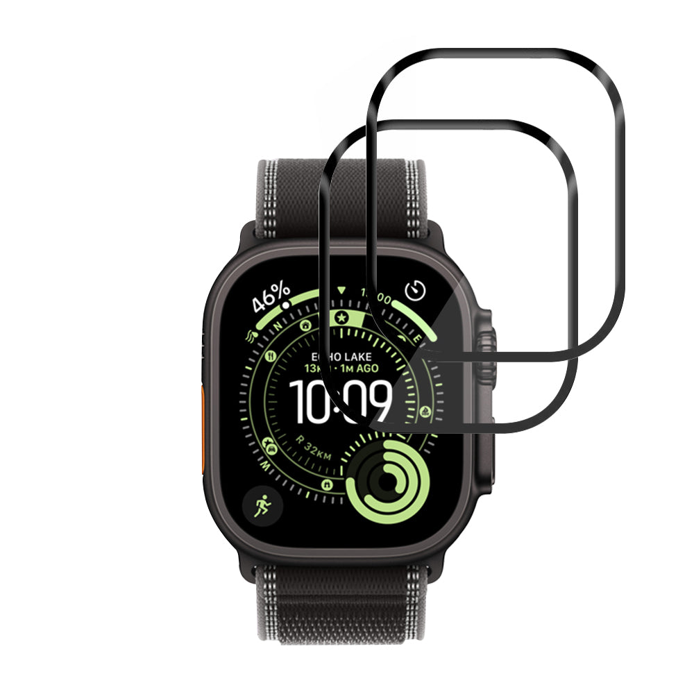 Фолио за защита Techsuit Nano Flex за Apple Watch Ultra Series, Комплект 2 броя, Пластмаса, Черно