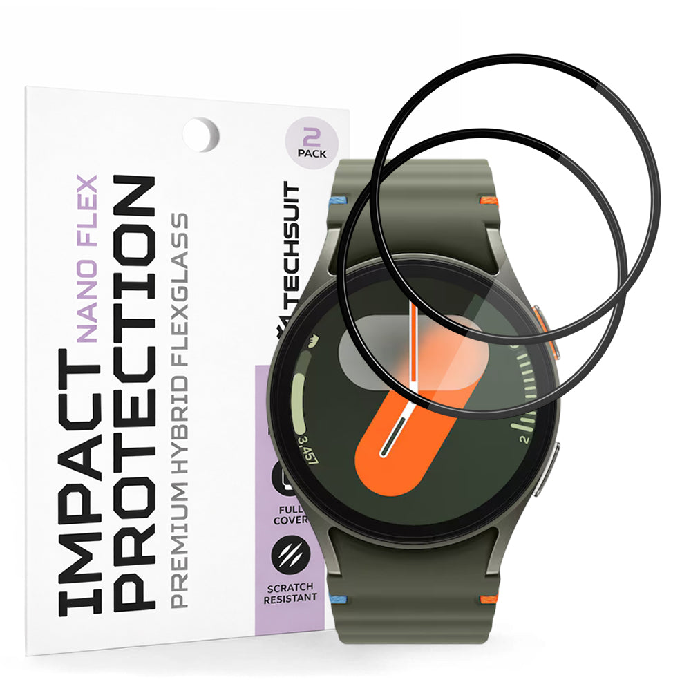 Фолио за защита Techsuit Nano Flex за Samsung Galaxy Watch7 40mm, Комплект 2 броя, Пластмаса, Черно