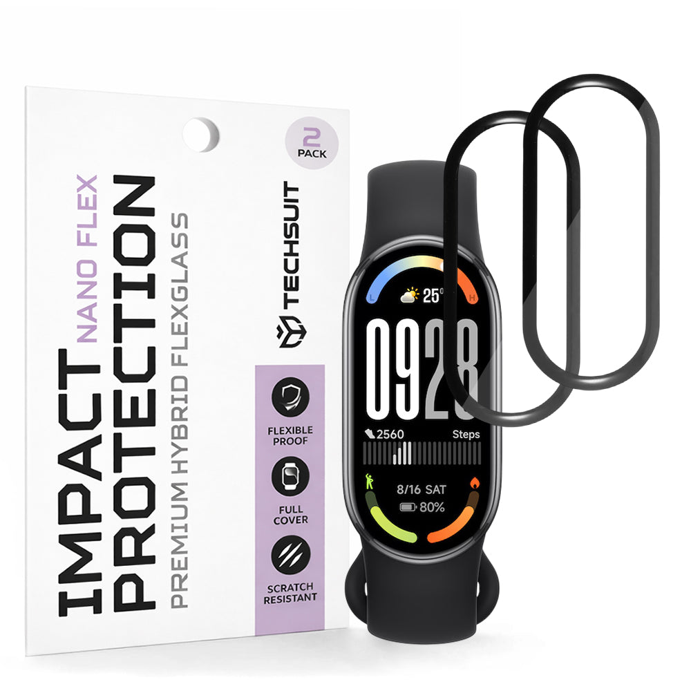 Фолио за защита Techsuit Nano Flex за Xiaomi Smart Band 10, Комплект 2 броя, Пластмаса, Черно
