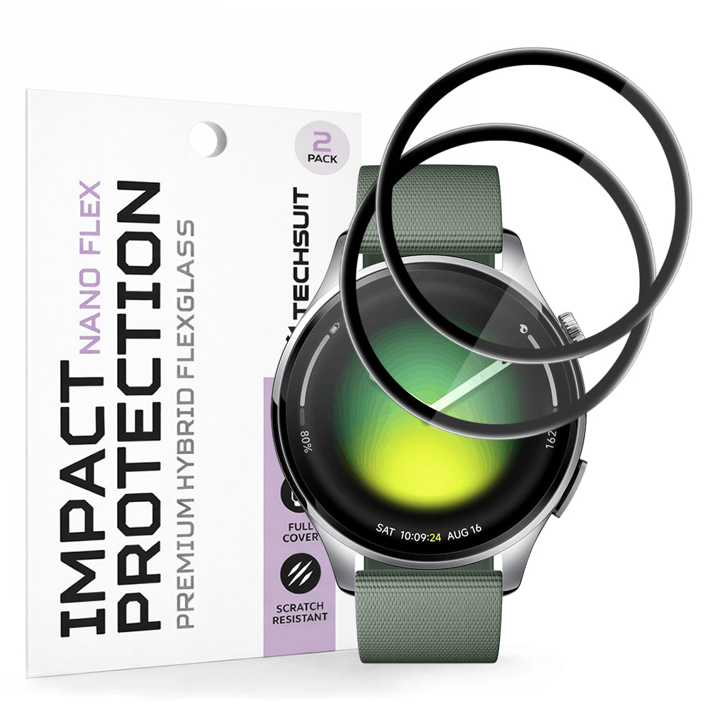Фолио за защита Techsuit Nano Flex за Xiaomi Watch 5, Комплект 2 броя, Пластмаса, Черно