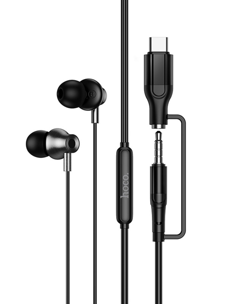 Handsfree 3.5mm / USB-C HOCO M119A, Black
