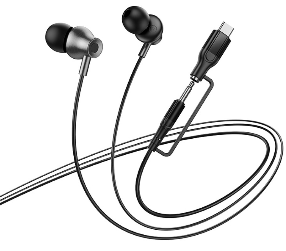 Handsfree 3.5mm / USB-C HOCO M119A, Black
