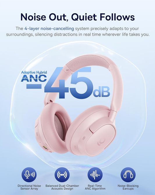 Handsfree Bluetooth Baseus Bass BH1 NC, MultiPoint, A2DP, ANC, Розов A0203704
