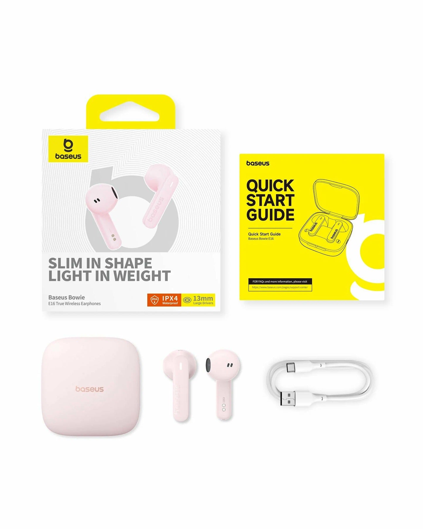 Handsfree Bluetooth Baseus Bowie E16, TWS, Розов A00061900413-01