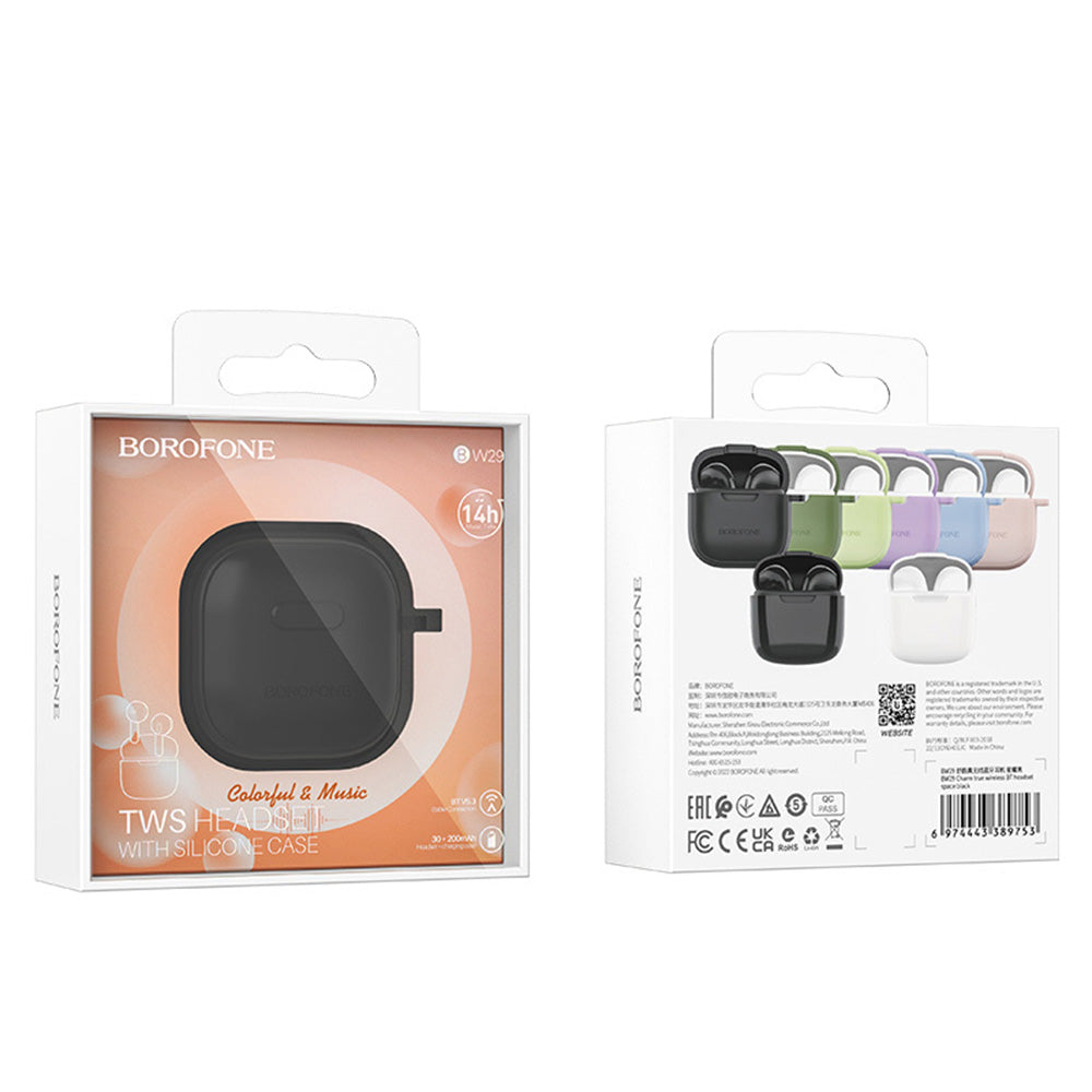 Bluetooth слушалки със свободни ръце BW29, TWS, черни