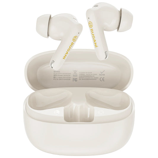 Безжични слушалки Bluetooth Bugani Freebuds B20, TWS, ANC, Светло кремави