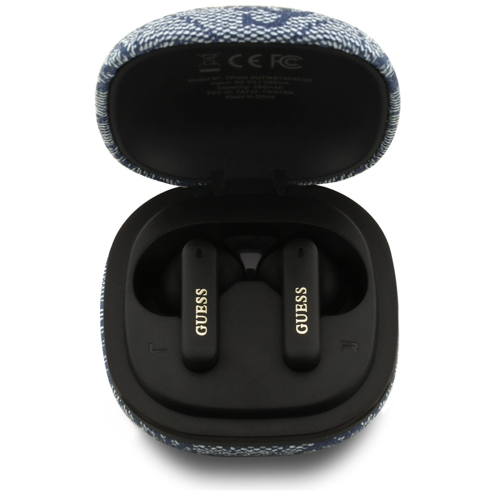 Handsfree Bluetooth Guess 4G Classic Metal Logo, TWS, Син