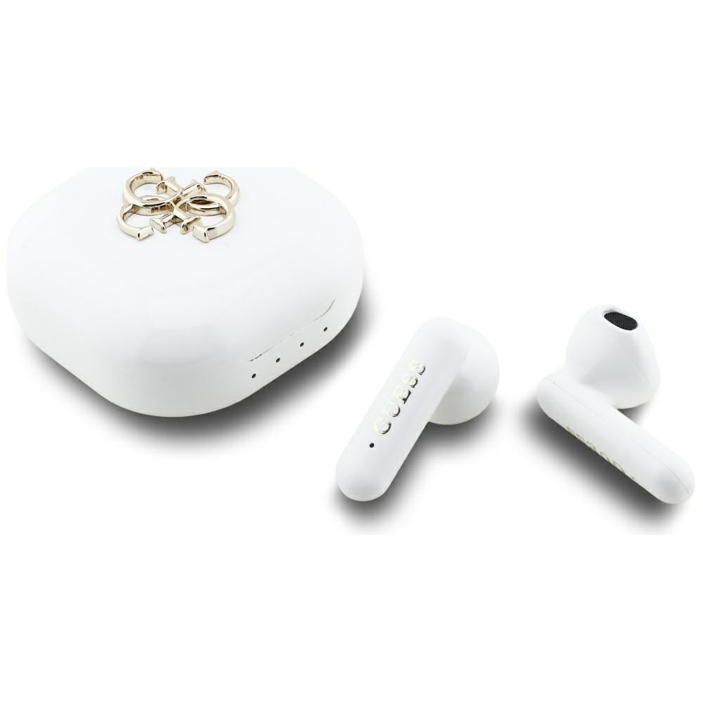 Handsfree Bluetooth Guess 4G Metal Logo, TWS, Бял