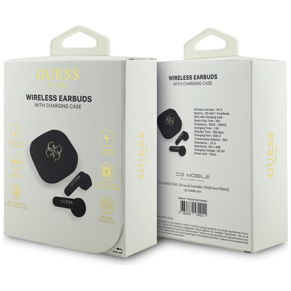 Handsfree Bluetooth Guess 4G Metal Logo, TWS, Бял