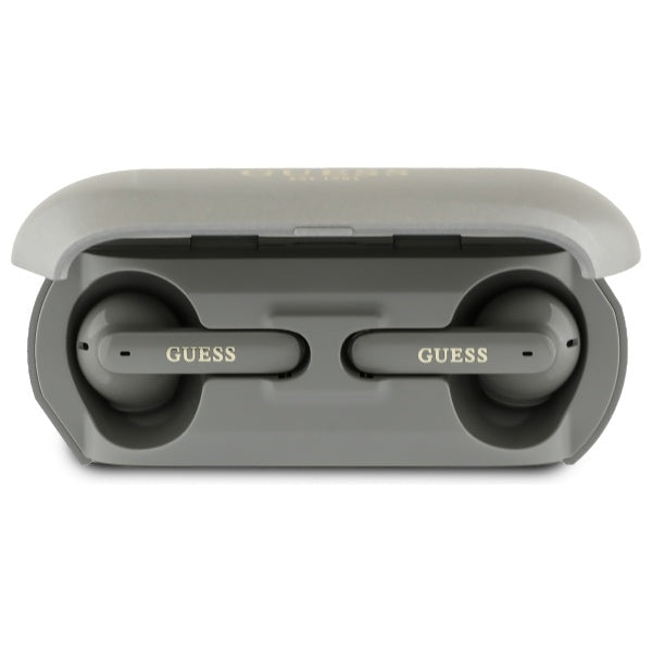 Handsfree Bluetooth Guess с удължено металическо лого, TWS, Сив