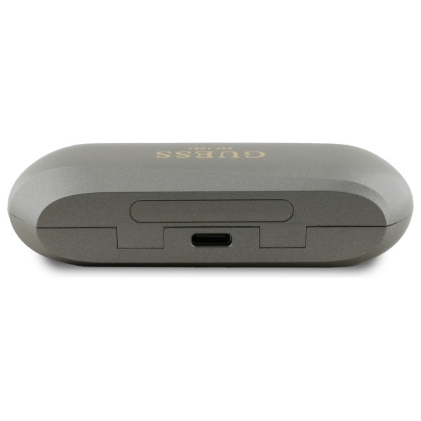 Handsfree Bluetooth Guess с удължено металическо лого, TWS, Сив