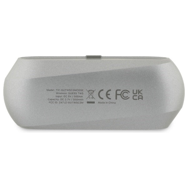 Handsfree Bluetooth Guess с удължено металическо лого, TWS, Сив