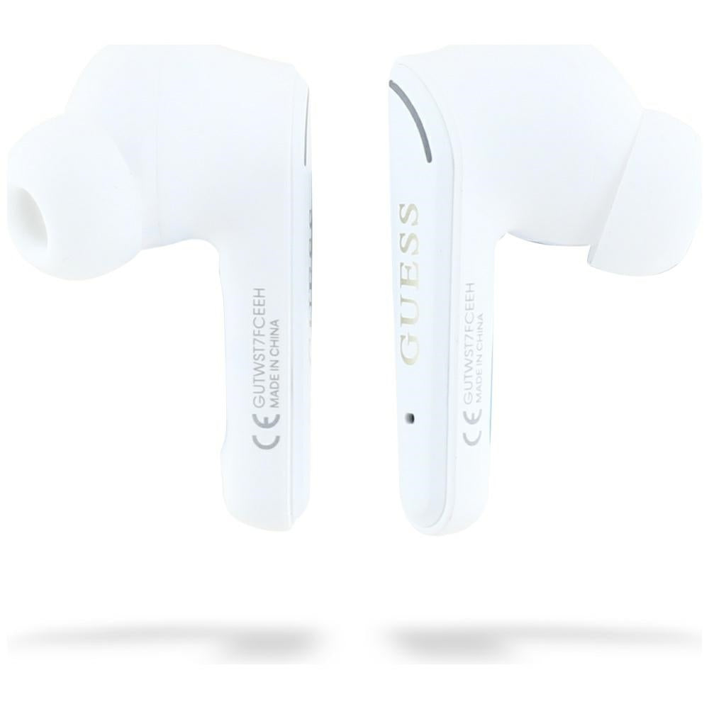 Handsfree Bluetooth Guess Flat Classic Logo Electroplated, TWS, Бял