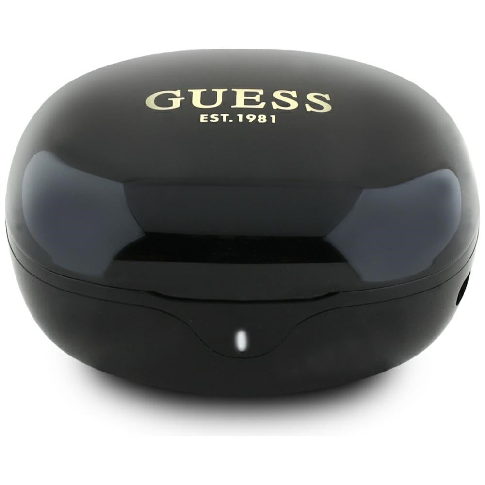 Handsfree Bluetooth Guess Flat Classic Logo Electroplated, TWS, Черен