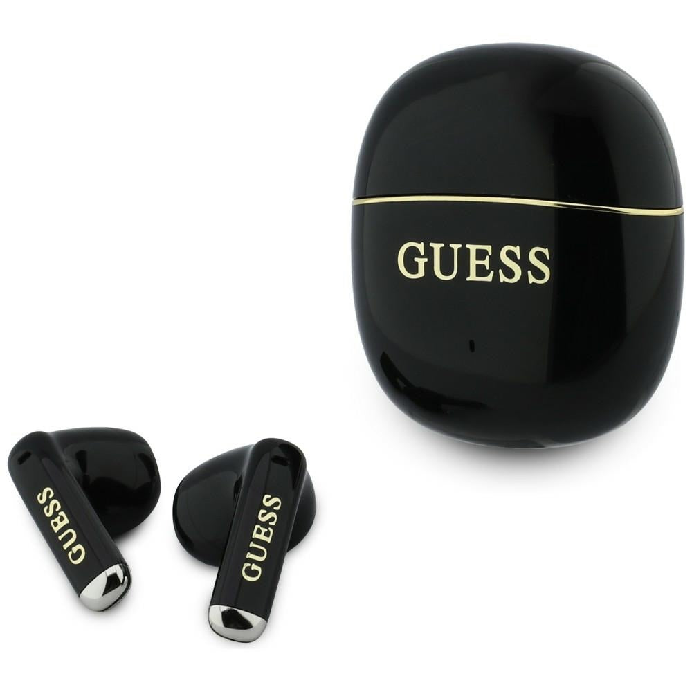 Безжични слушалки Bluetooth Guess Glossy Gold Line Classic, TWS, Черен