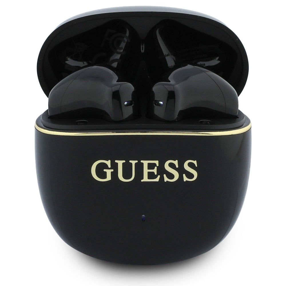 Безжични слушалки Bluetooth Guess Glossy Gold Line Classic, TWS, Черен