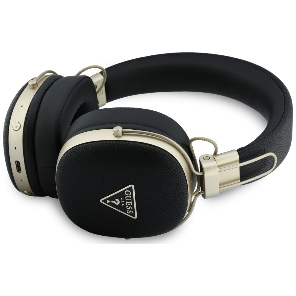 Безжични слушалки Bluetooth Guess с лого на триъгълник с текстура, A2DP, черни